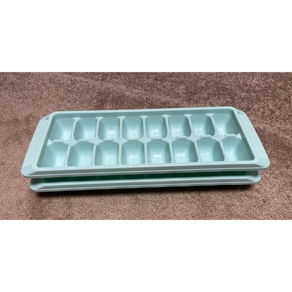 Vintage Teal Rubbermaid Stackable‎ Ice Cube Trays Set 2 #2867 Made In USA